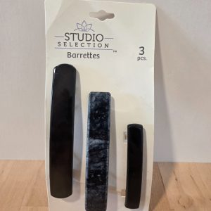 Studio Selection 3 Pc Black Gray Velvet French Clasp Hair Barrettes