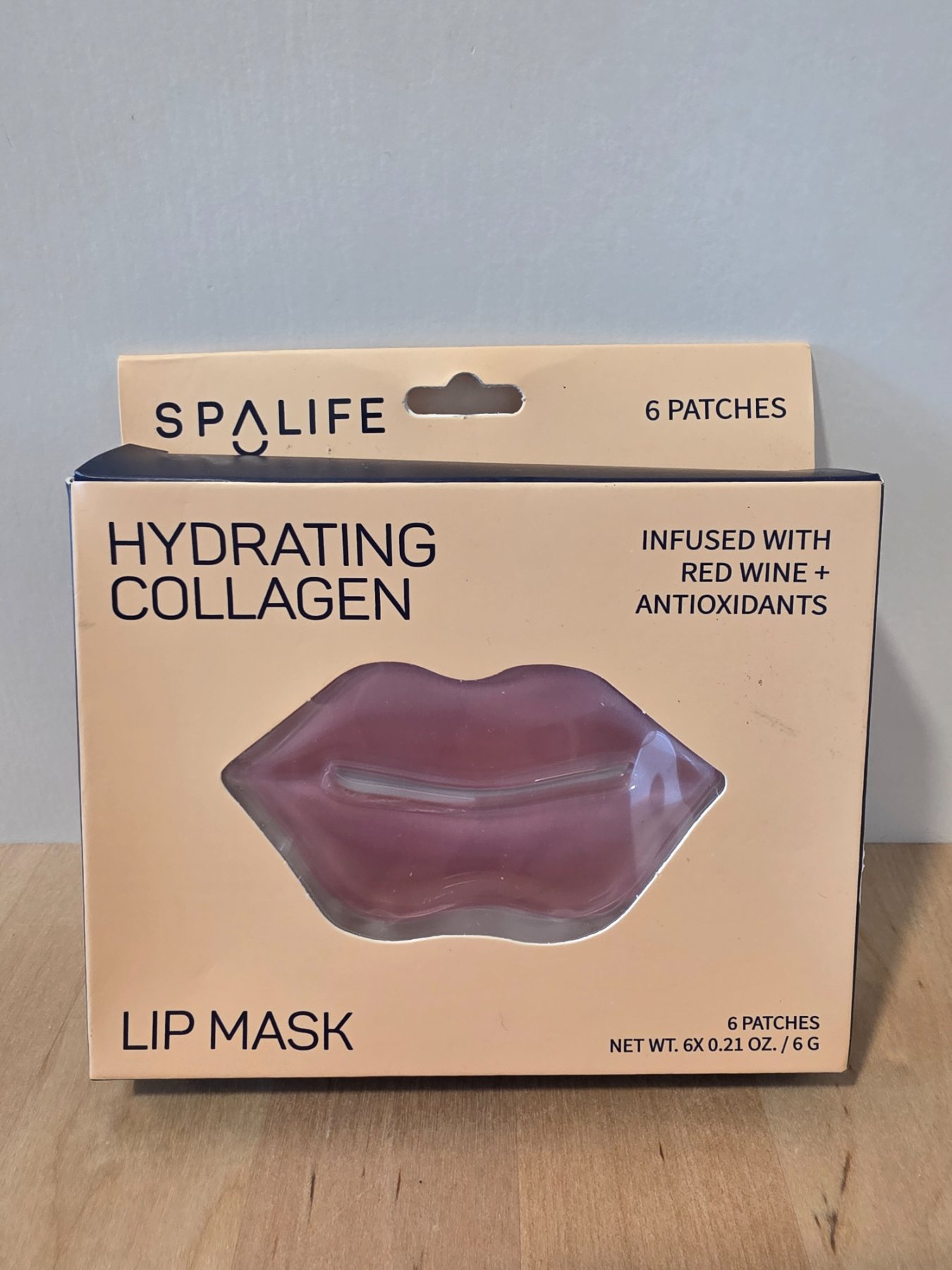 SpaLife Hydrating Collagen Lip Mask Red Wine Antioxidants 6 Patches