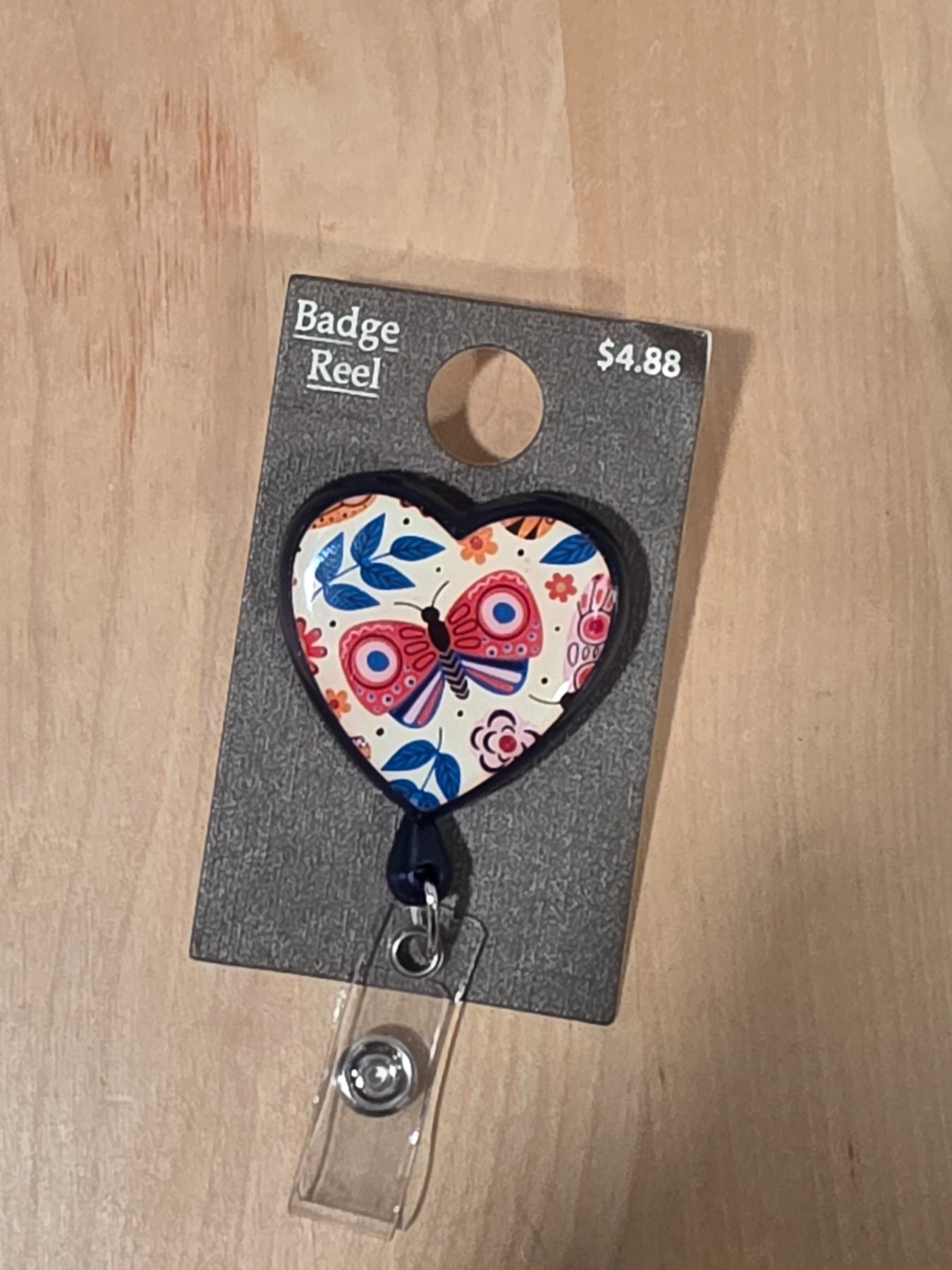Heart Butterfly Floral Retractable Badge Reel ID Holder Alligator Clip