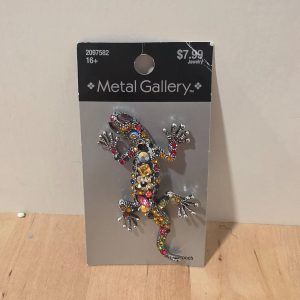 Metal Gallery Multicolor Rhinestone Gecko Lizard Brooch Pin