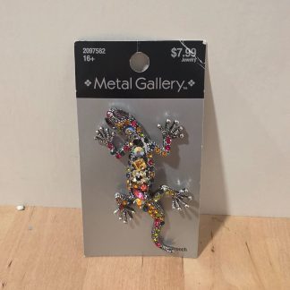 Metal Gallery Multicolor Rhinestone Gecko Lizard Brooch Pin
