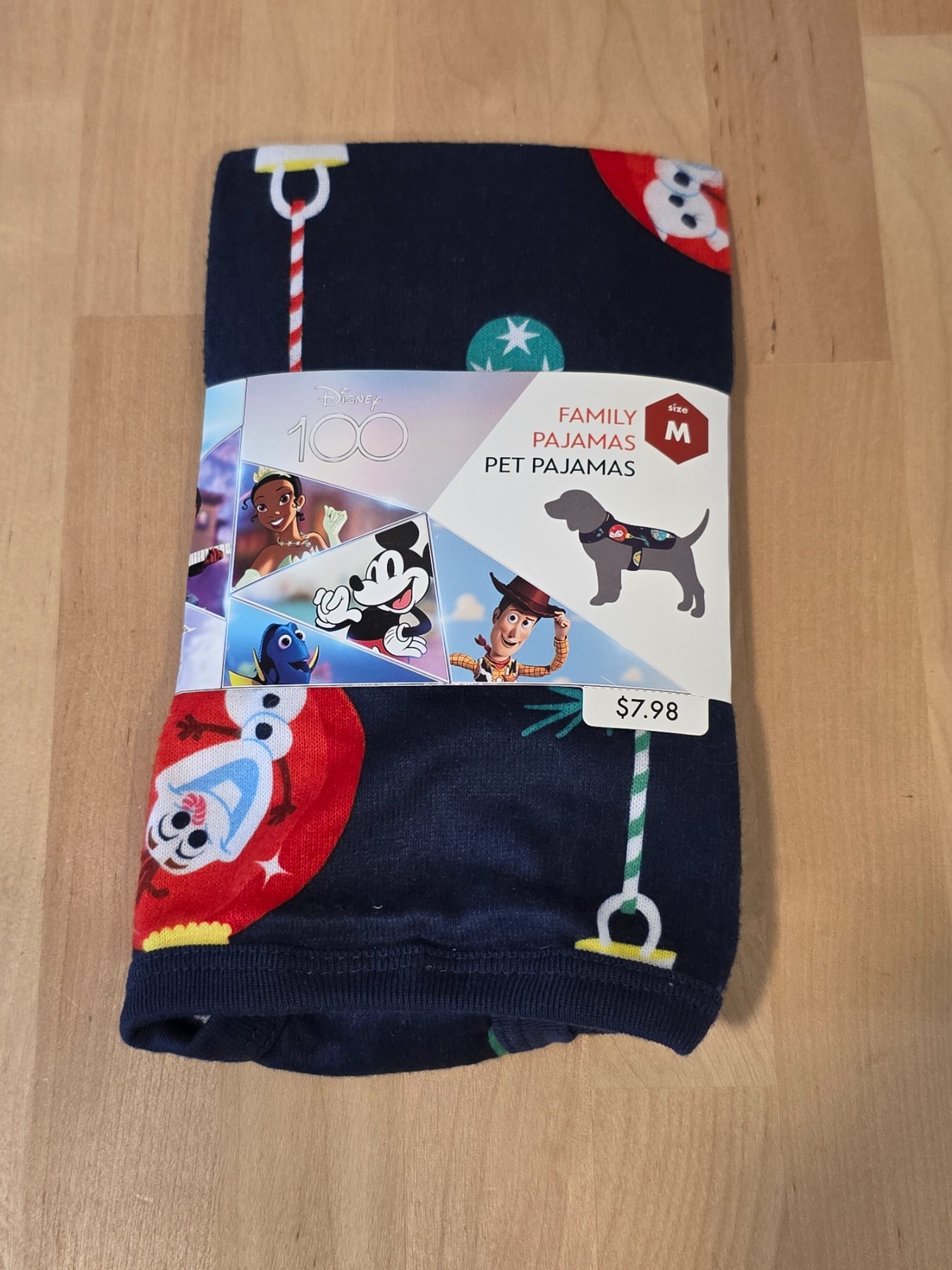 Disney 100 Pet Pajamas One Piece Holiday Medium Navy Blue