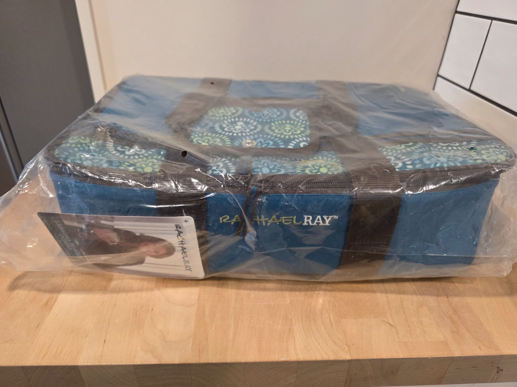 Rachael Ray Lasagna Lugger Combo Insulated Food Carrier Blue Floral