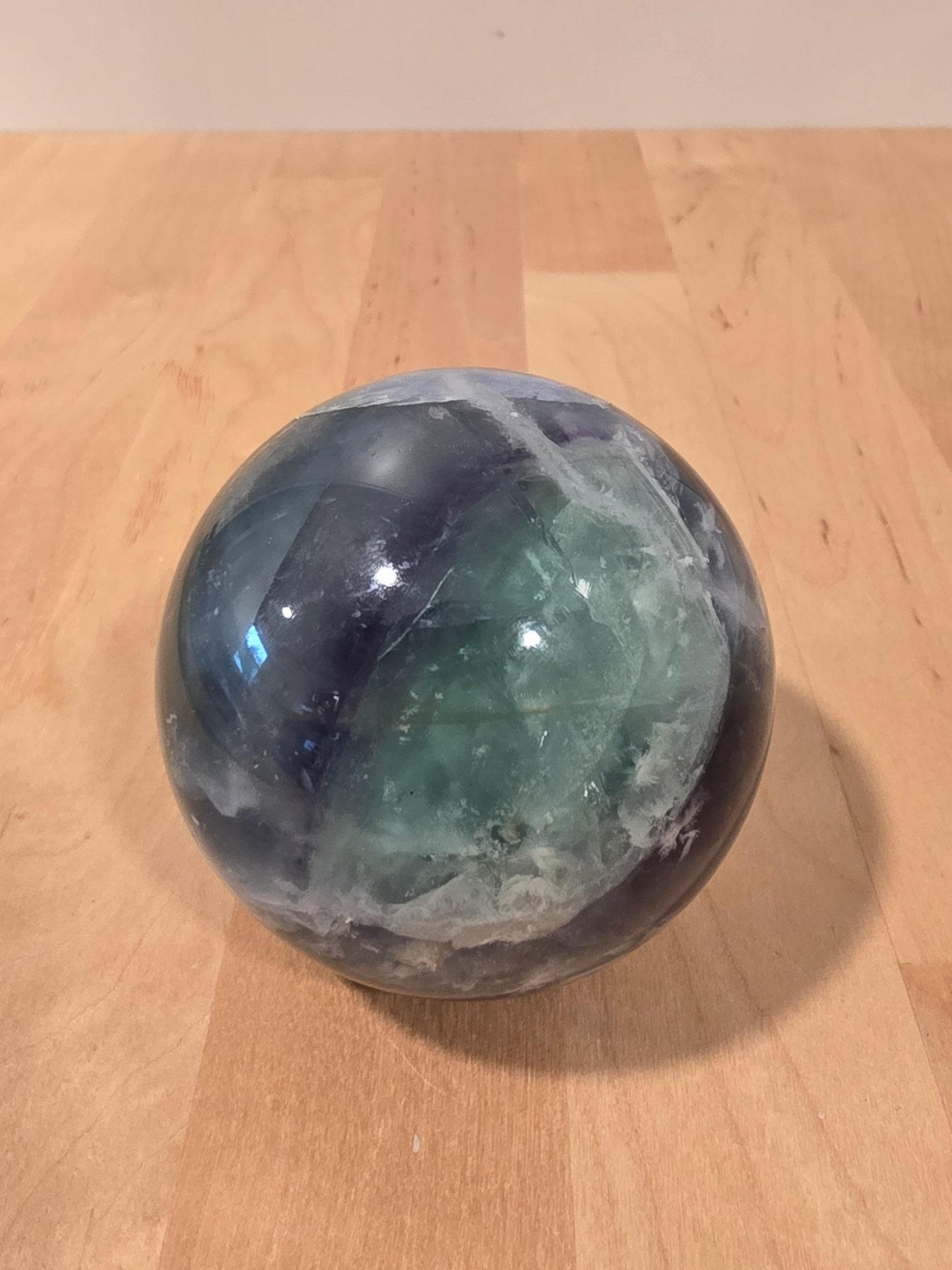 Natural Green Purple Fluorite Polished Crystal Sphere 1 lb 2.6 oz