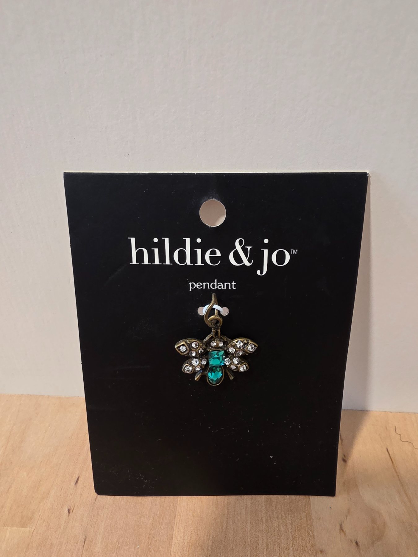 Hildie & Jo Bee Pendant Teal Rhinestone Bronze Tone Charm