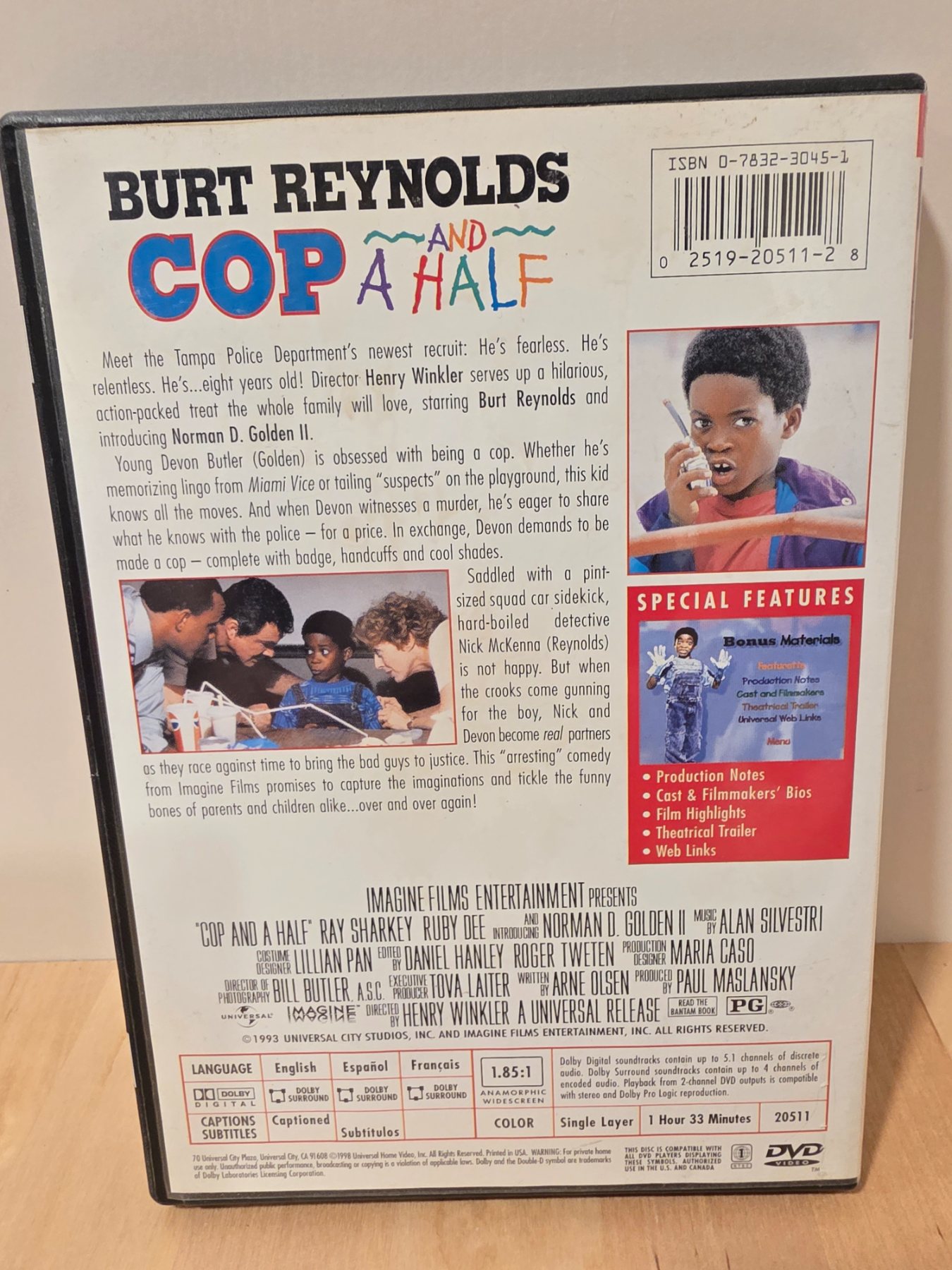 Cop and a Half DVD Burt Reynolds Widescreen PG 1993 Universal - Image 2