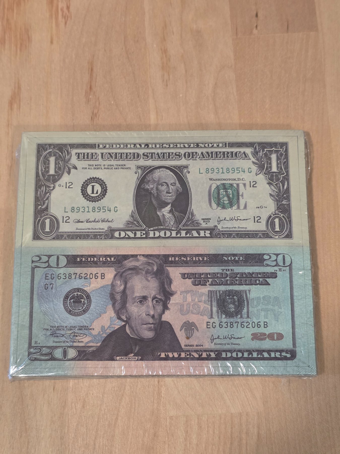 12 Magnetic Play Money Bills $1 $20 Dollar Design 4.5 in