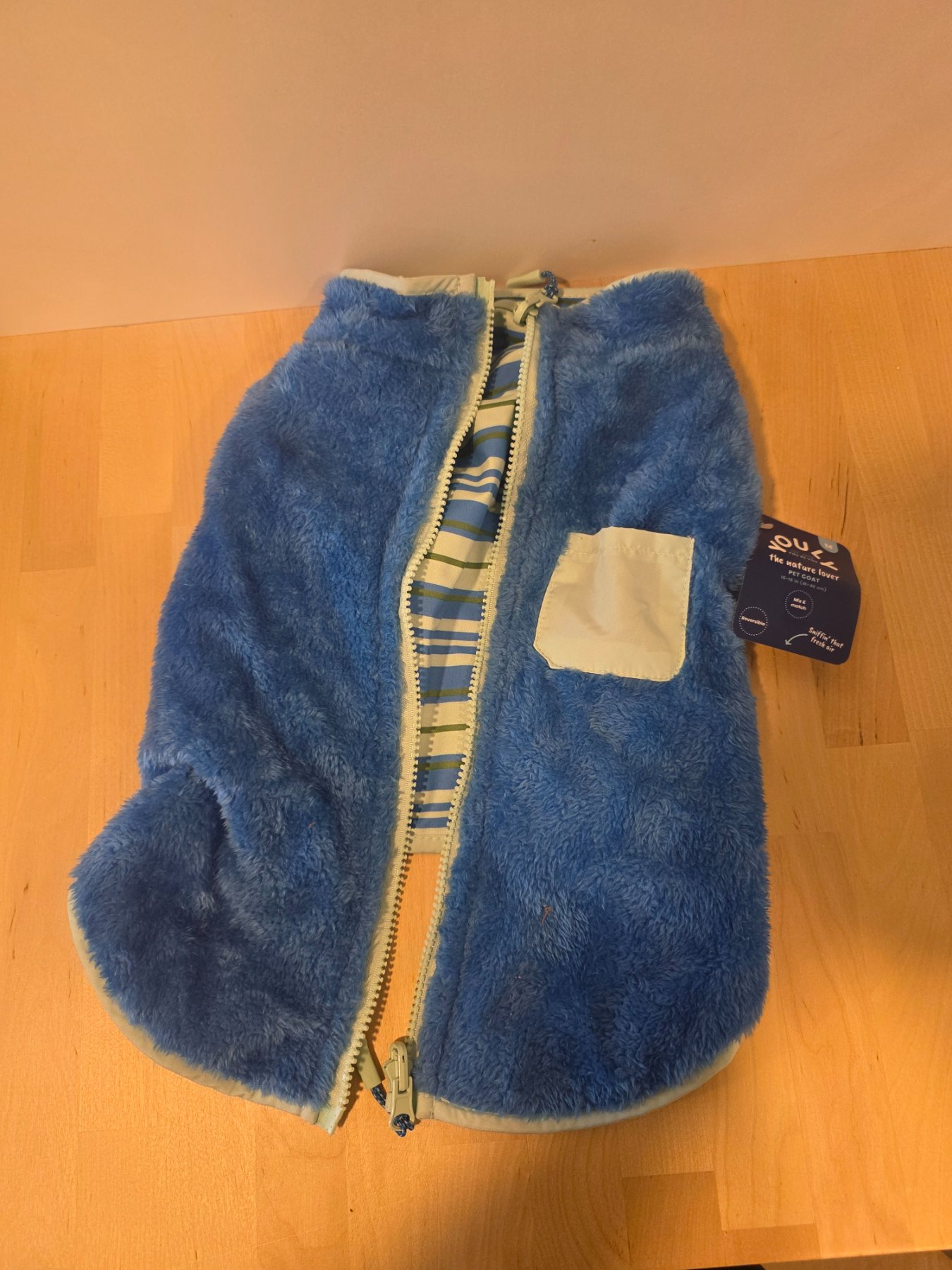 Youly Nature Lover Reversible Dog Pet Coat Medium Blue Striped