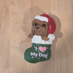 Yorkshire Terrier Yorkie Santa Hat I Love My Dog Christmas Ornament