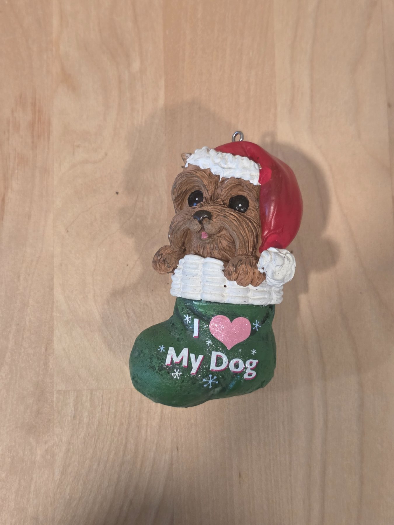 Yorkshire Terrier Yorkie Santa Hat I Love My Dog Christmas Ornament