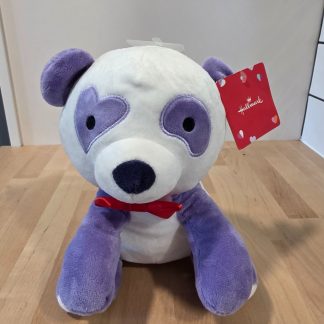 Hallmark Purple & White Panda Bear Plush Red Bow 9 in