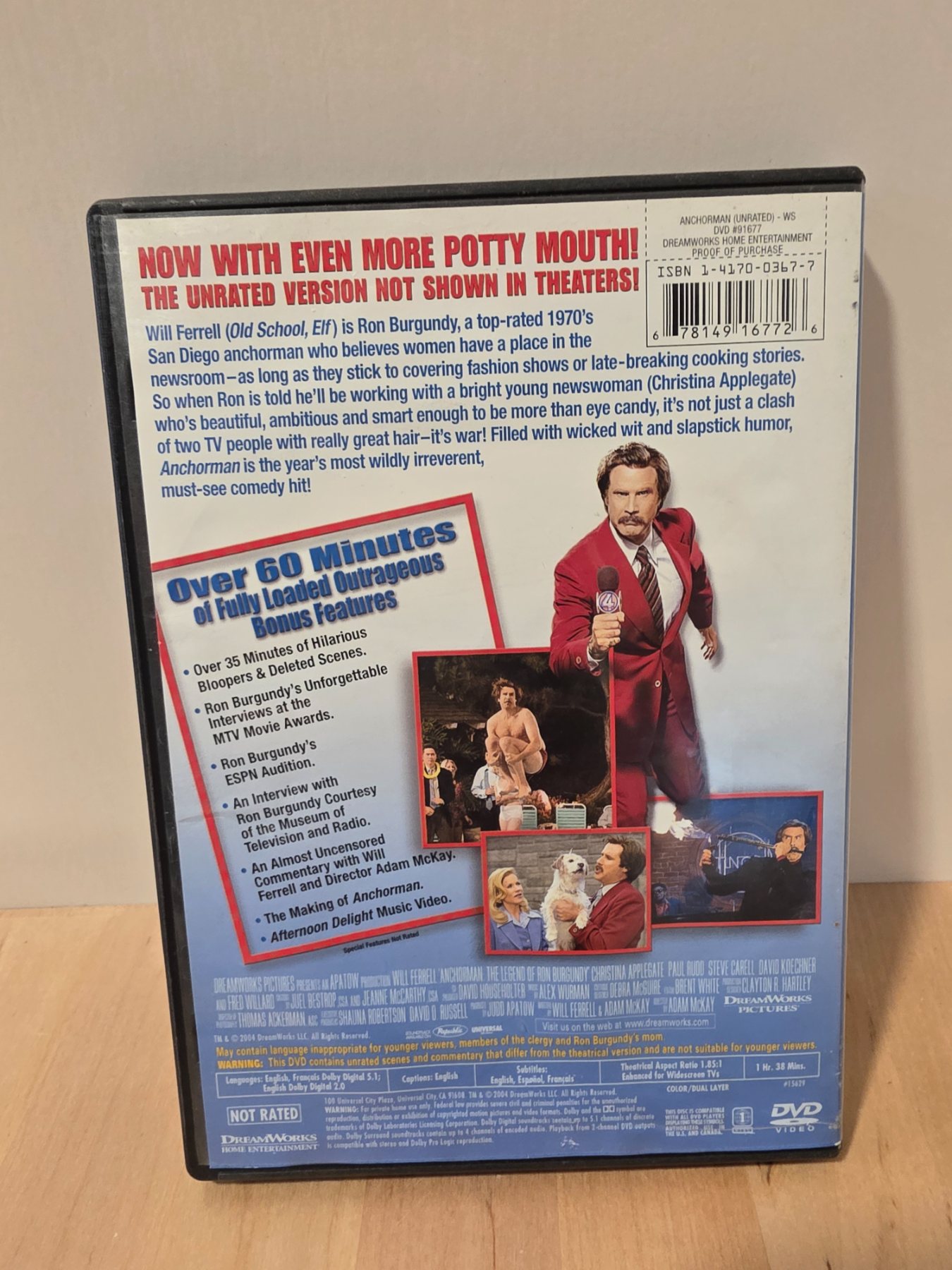 Anchorman The Legend of Ron Burgundy Unrated DVD 2004 Will Ferrell - Image 2