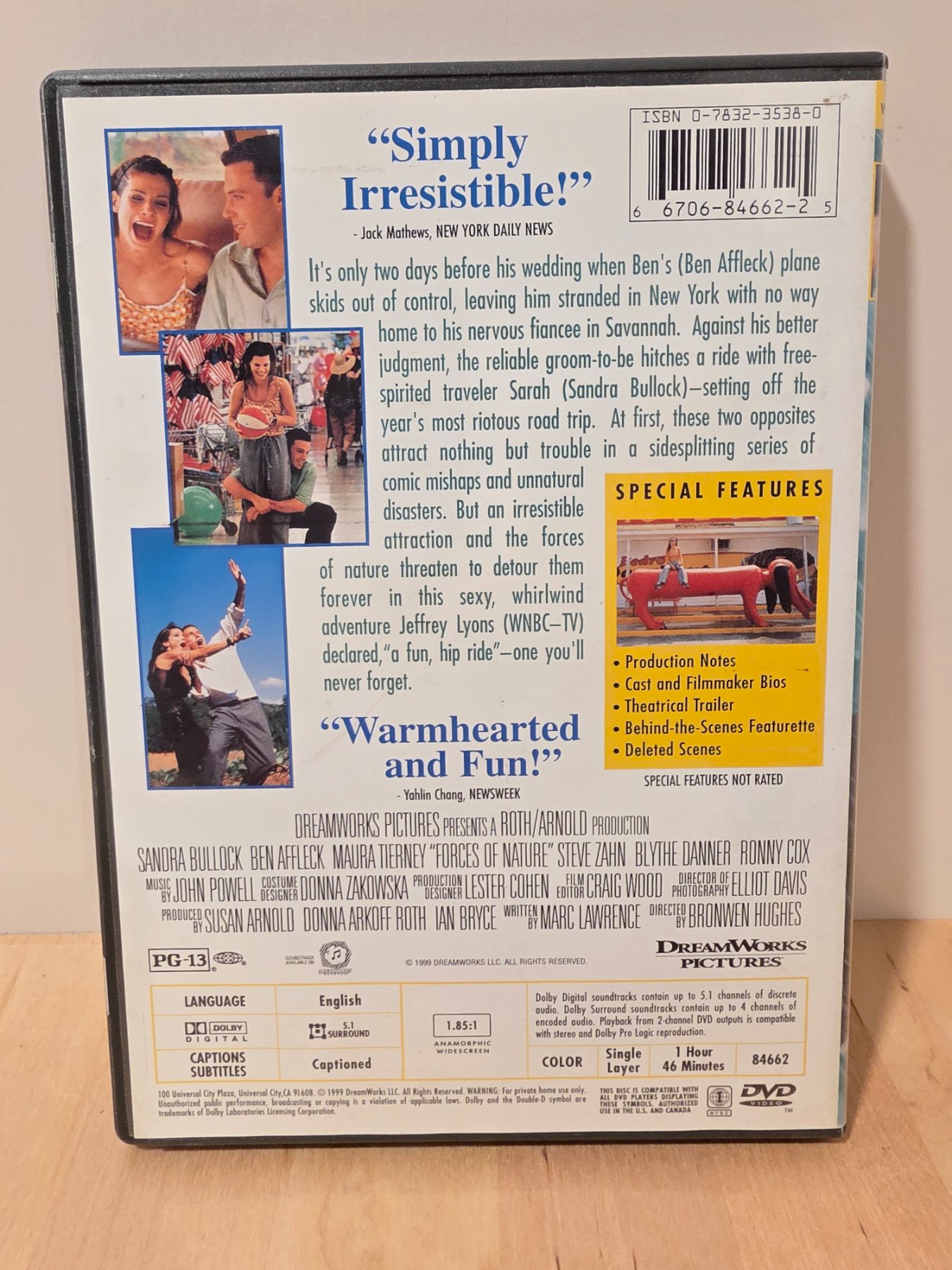 Forces of Nature DVD 1999 Widescreen Sandra Bullock Ben Affleck - Image 2