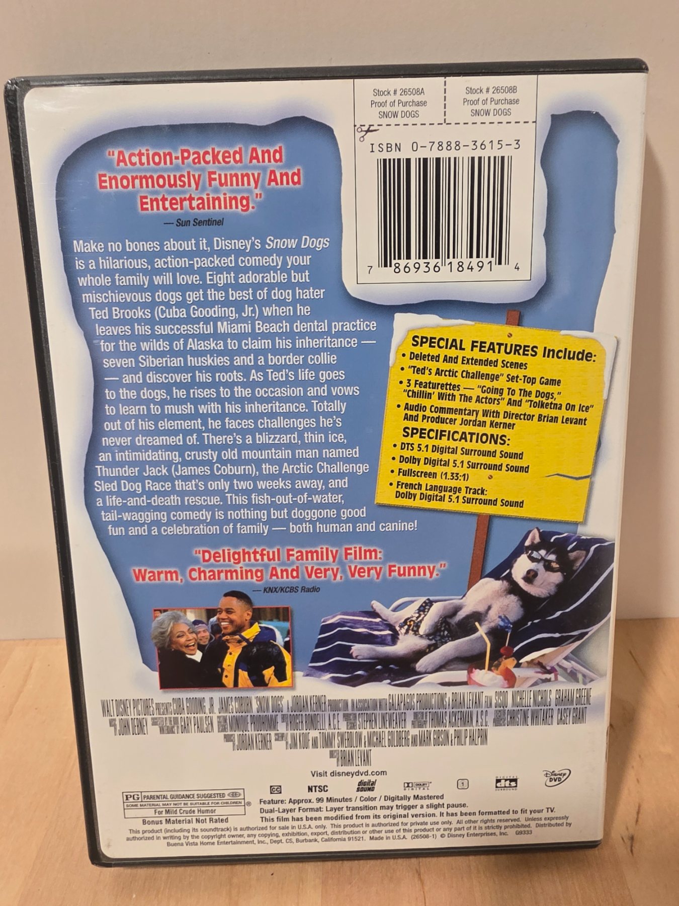 Disney Snow Dogs DVD 2002 Fullscreen Cuba Gooding Jr James Coburn - Image 2