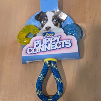 JW Pet Puppy Connects 3-in-1 Teething Rope Tug Ring Crinkle Ball Dog Toy