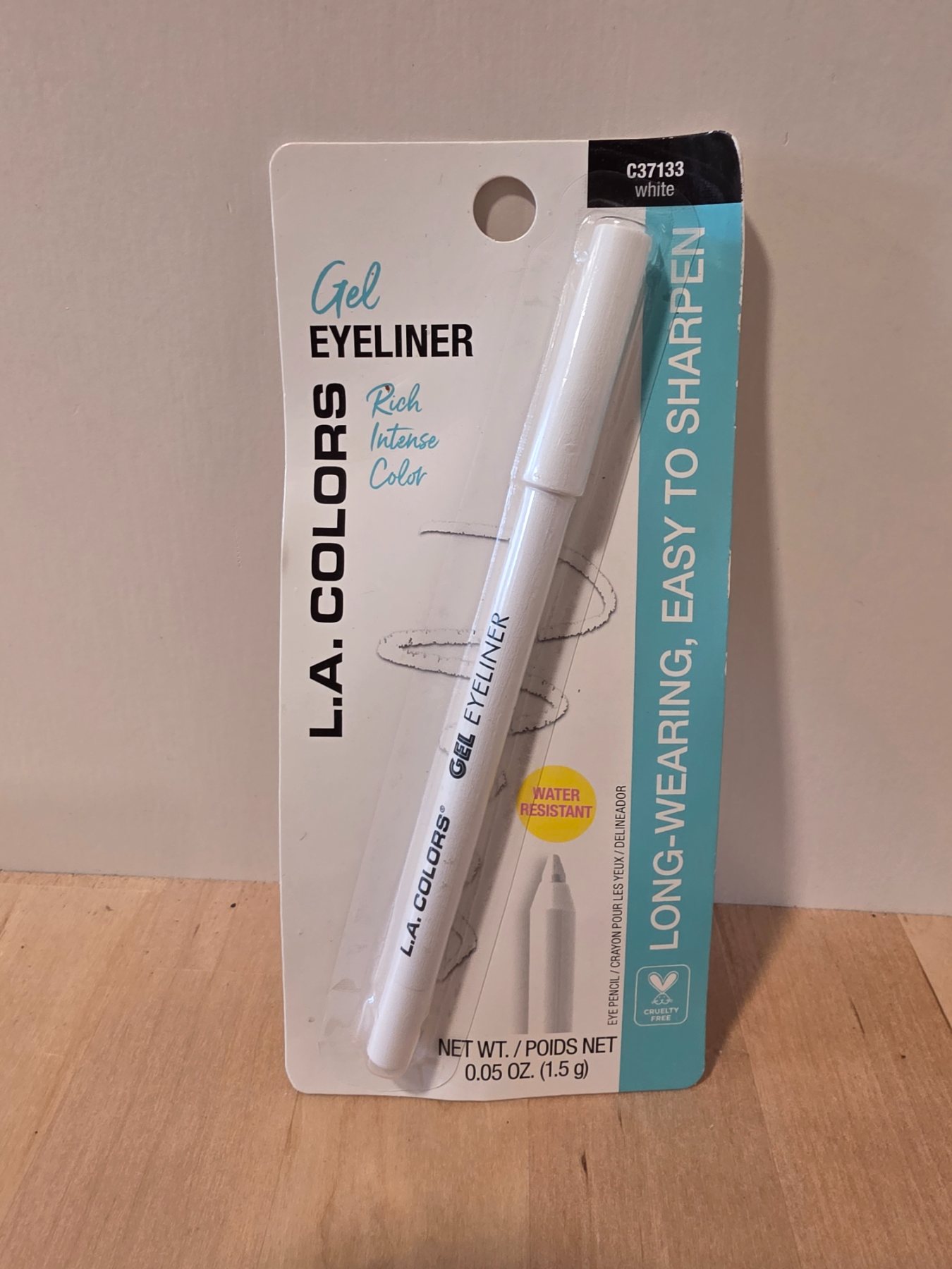 L.A. Colors Gel Eyeliner Pencil White C37133 0.05 oz Water Resistant