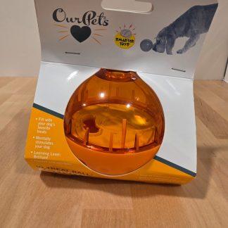 OurPets Smarter Toys Dual Treat Ball Adjustable Dog Treat Dispenser Orange
