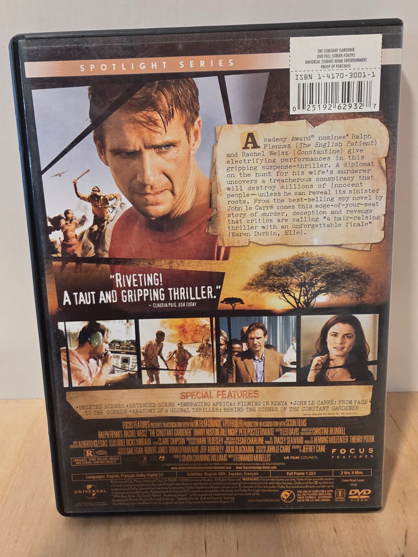 The Constant Gardener DVD 2005 Full Screen Ralph Fiennes Rachel Weisz - Image 2