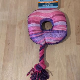 Greenbrier Kennel Club Squeaky Donut Rope Dog Toy Pink Purple
