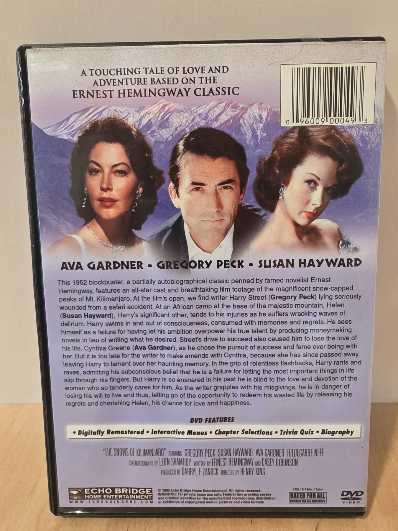 The Snows of Kilimanjaro DVD 1952 Gregory Peck Ava Gardner - Image 2