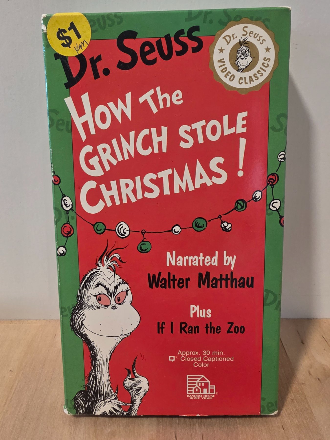 Dr. Seuss How the Grinch Stole Christmas VHS Walter Matthau 1992