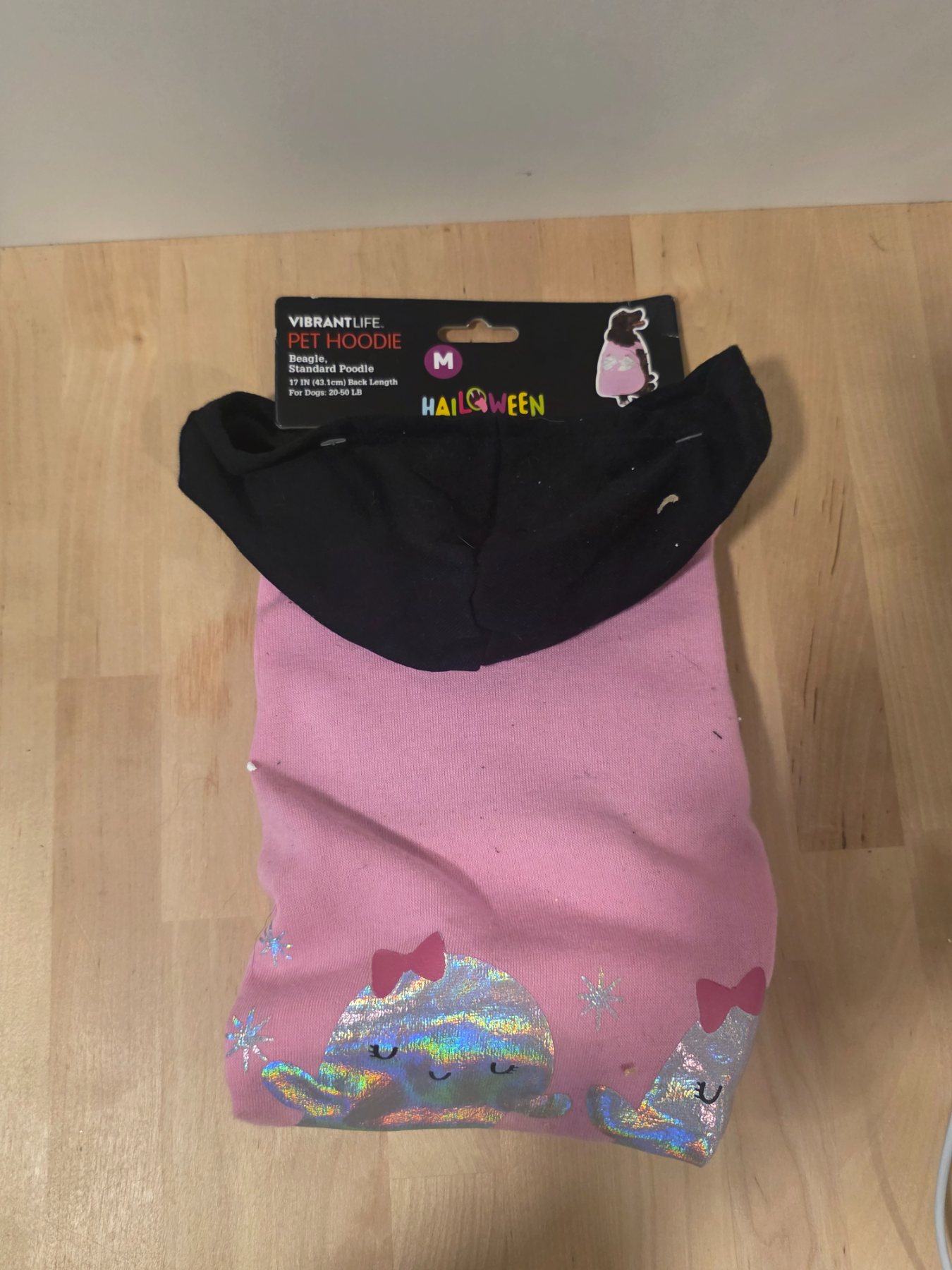 Vibrant Life Halloween Boo Ghost Pet Hoodie Pink Medium 17 in