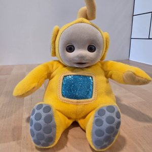 Vintage 1998 Eden Teletubbies Laa-Laa Yellow Plush 8in Blue Tummy