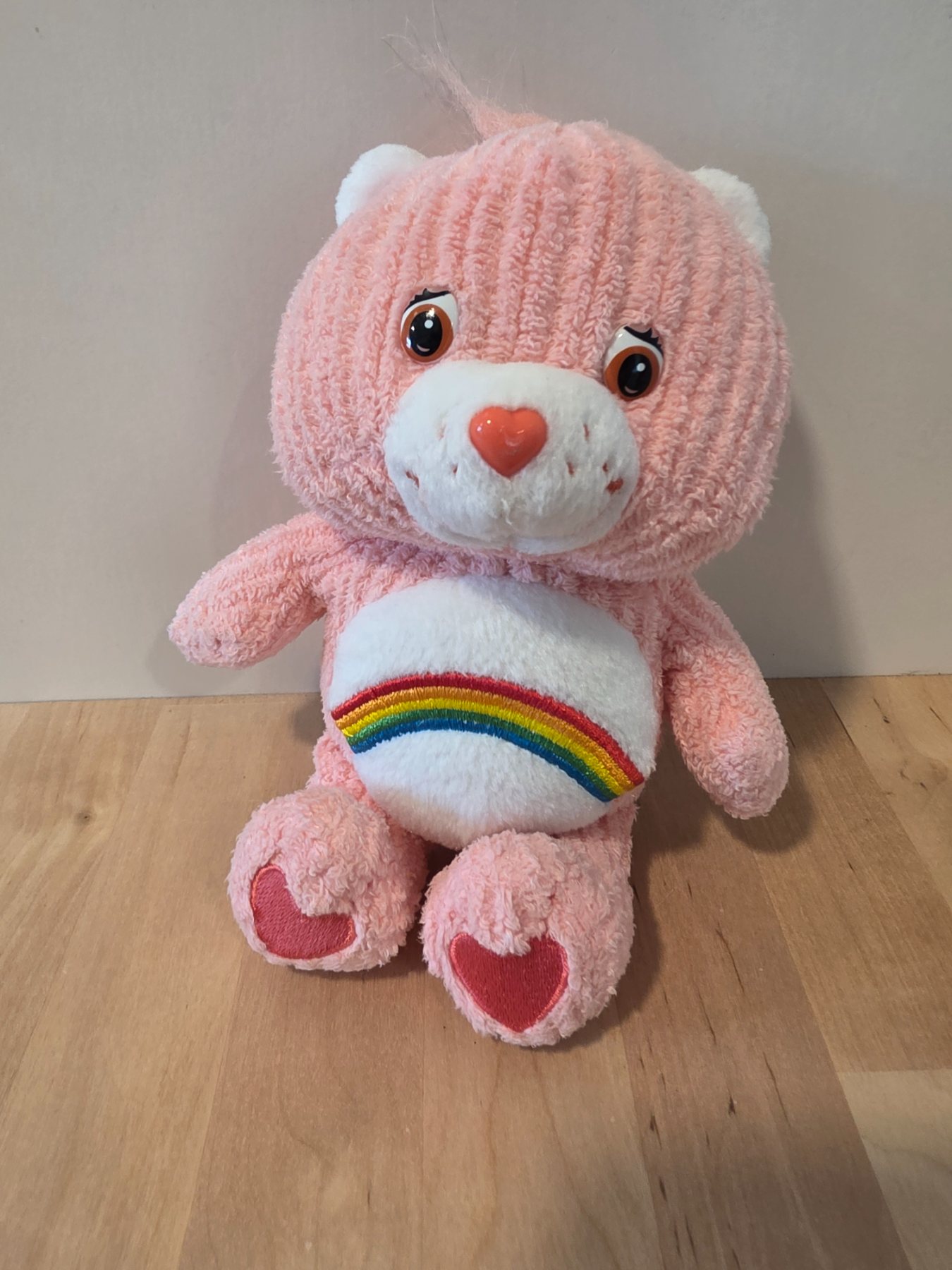 Care Bears Cheer Bear Pink Rainbow Belly Plush Stuffed Animal