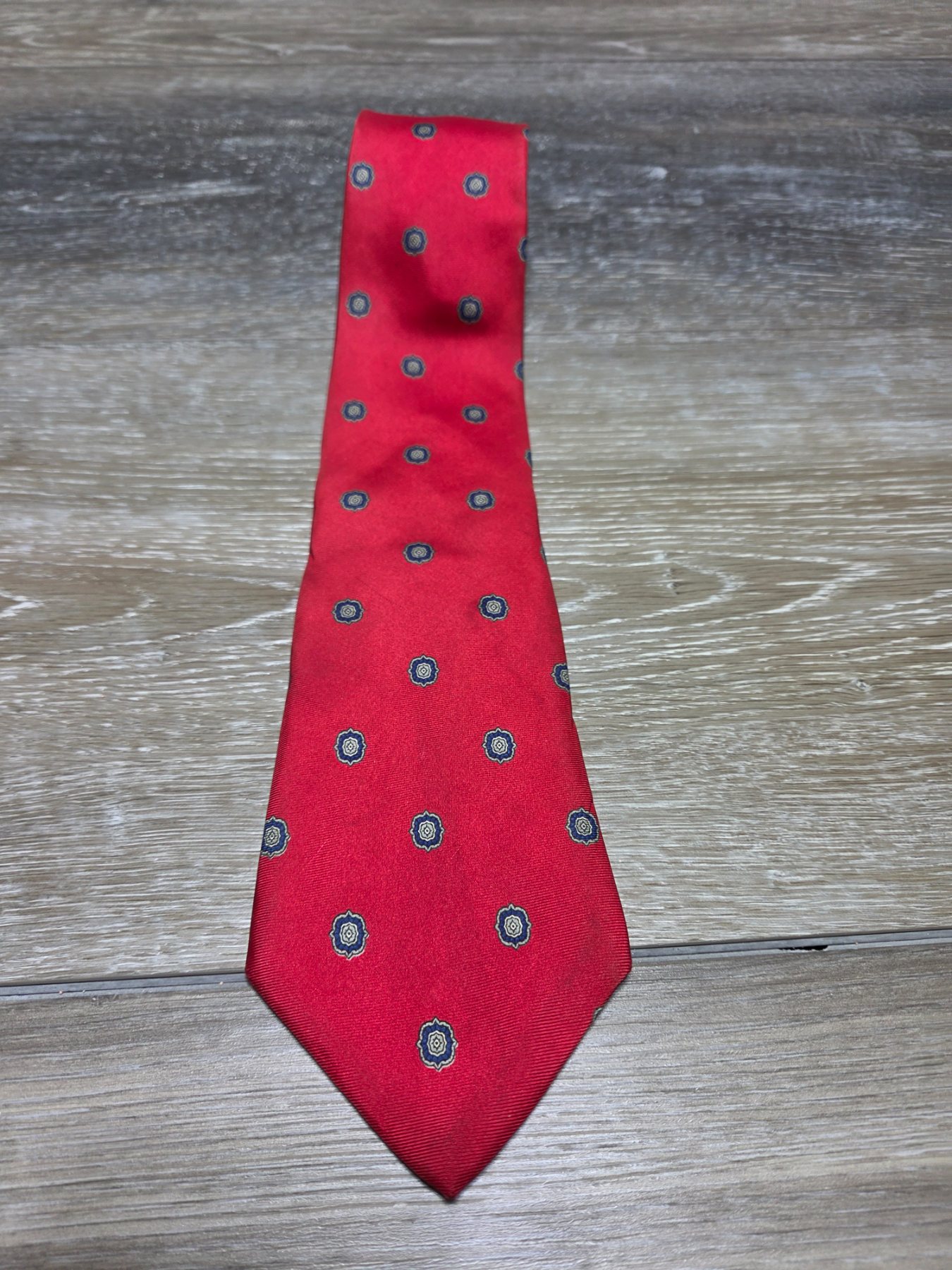 Vintage Hamburger's Kennedy's by Burma Red Medallion Necktie