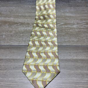 Beverly Hills Polo Club Silk Necktie Yellow Brown Geometric Men's