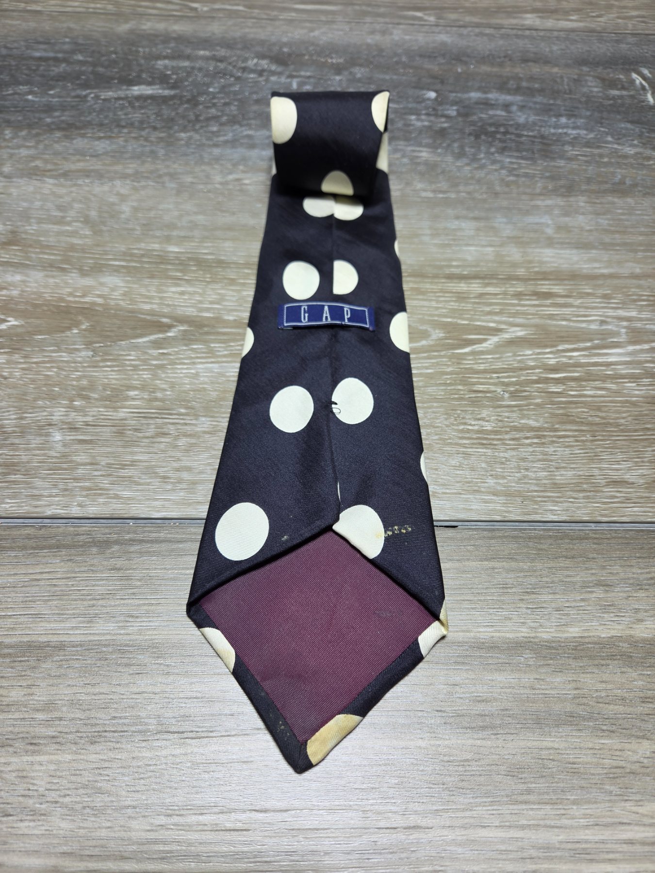 Vintage GAP Black Cream Polka Dot Men's Neck Tie - Image 2