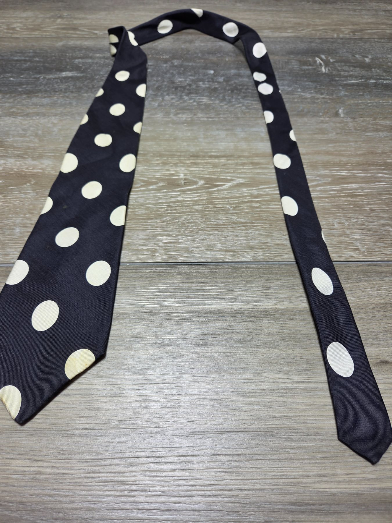 Vintage GAP Black Cream Polka Dot Men's Neck Tie - Image 4