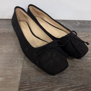 Black Bow Ballet Flats Women's 9M Square Toe Slip On