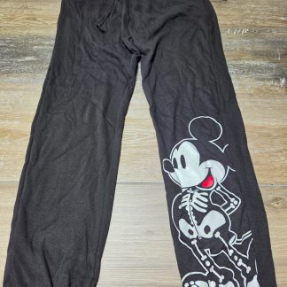 Disney Mickey Mouse Skeleton Fleece Jogger Pants Juniors M 7/9 Black