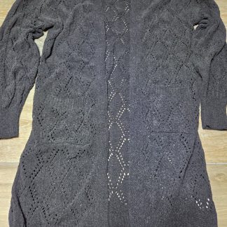 No Boundaries Pointelle Duster Cardigan Women's XS Black Soot