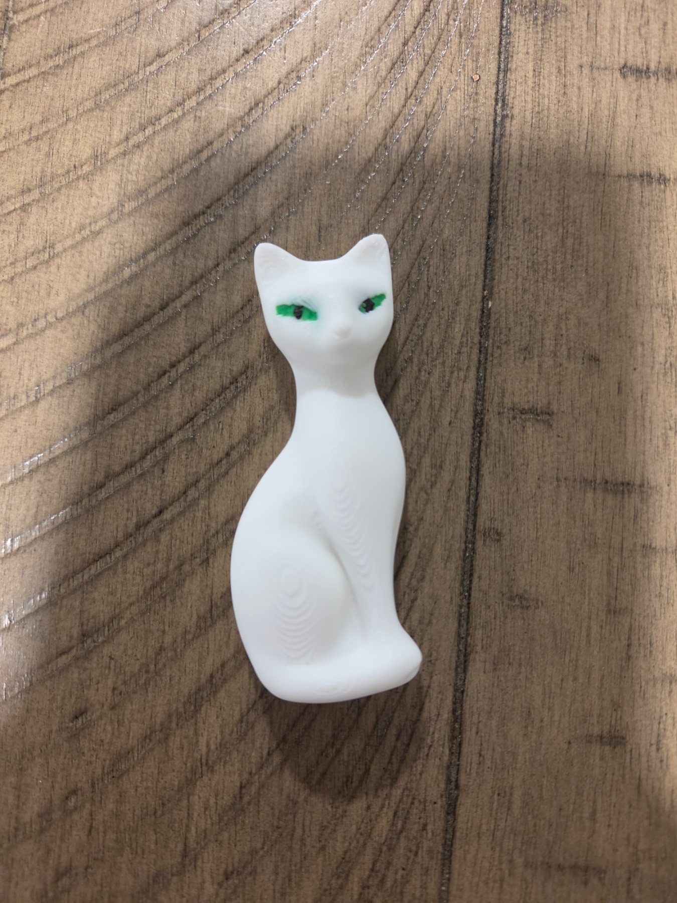 White midcentury Cat 3D Printed Refrigerator Magnet Green Eyes