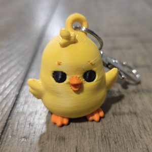 3D Printed Yellow Chick Keychain 1.25 Inch Bird Charm