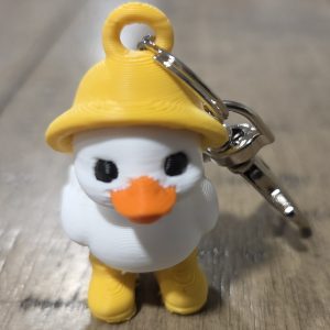 3D Printed Duckling Keychain Yellow Hat White Duck 1.75 in