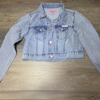 Juicy Couture Denim Trucker Jacket Womens S Blue Heart Elbow Patches