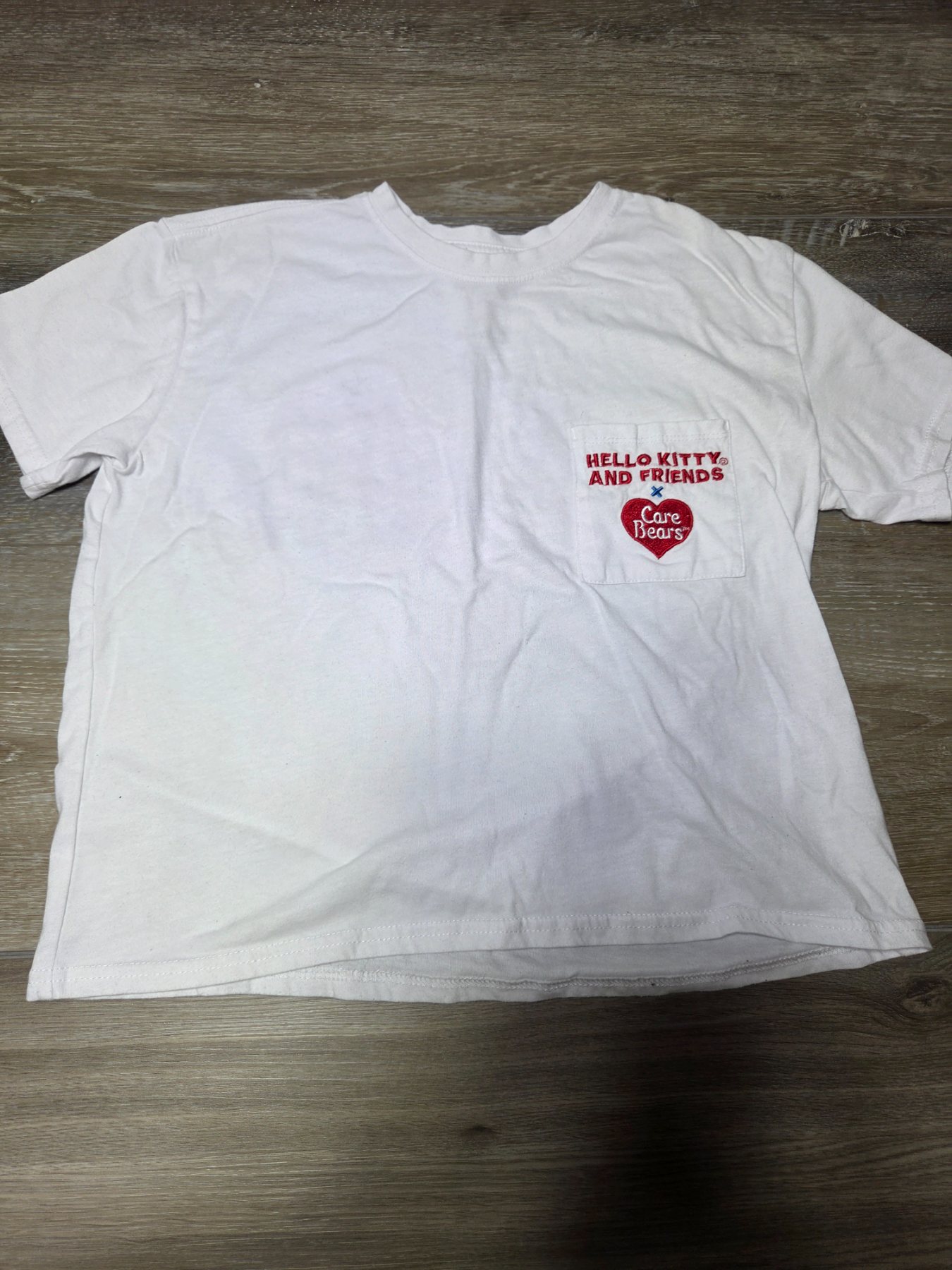 Sanrio Hello Kitty Care Bears Graphic Pocket T-Shirt Girls M 7/9 White