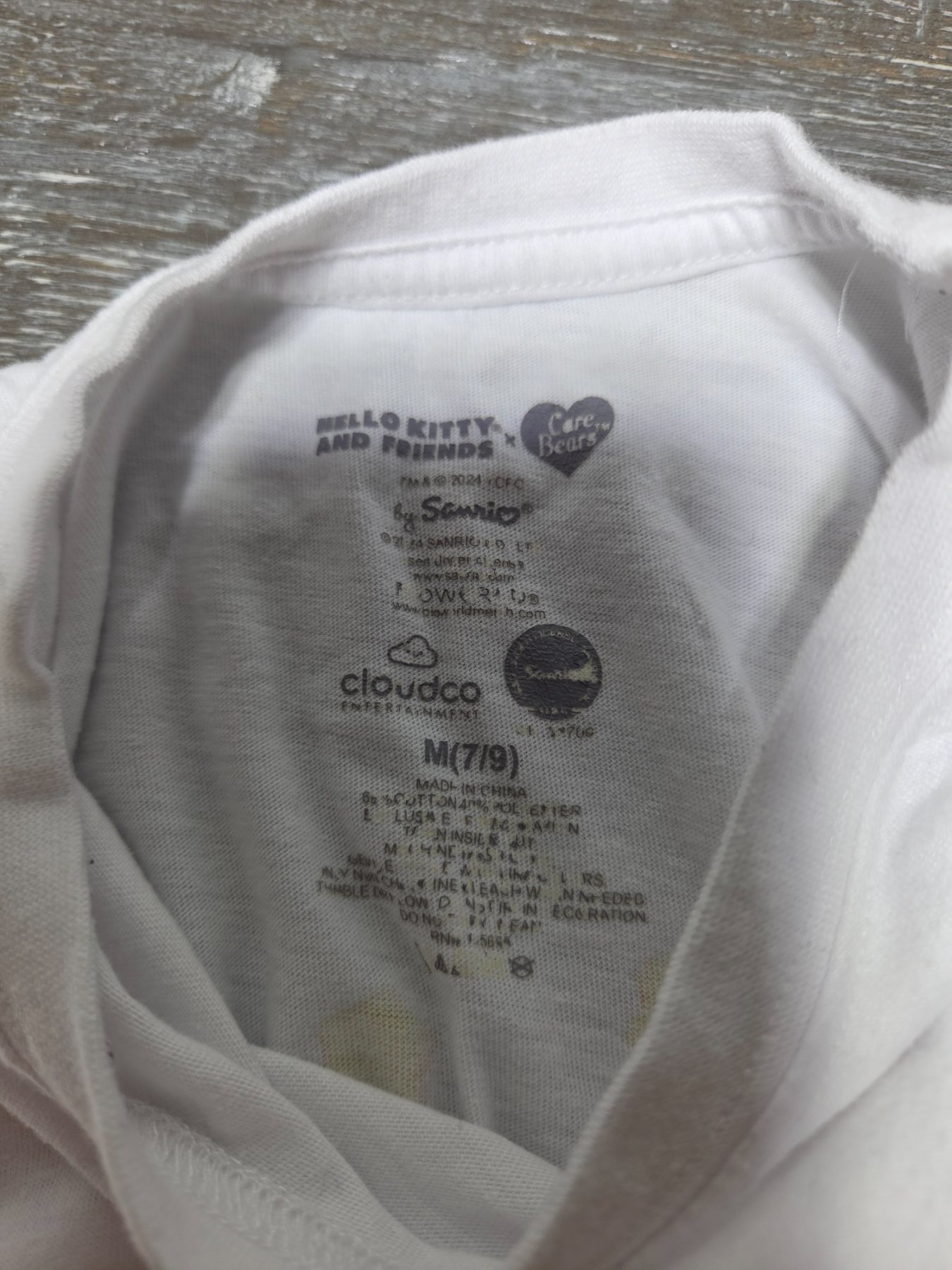 Sanrio Hello Kitty Care Bears Graphic Pocket T-Shirt Girls M 7/9 White - Image 3