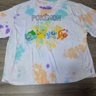 Pokemon Tie Dye Graphic T-Shirt Juniors L 11-13 Pikachu Bulbasaur