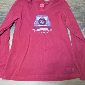 Life Is Crusher Tee Jeep Snowflake Womens S Cranberry Long Sleeve