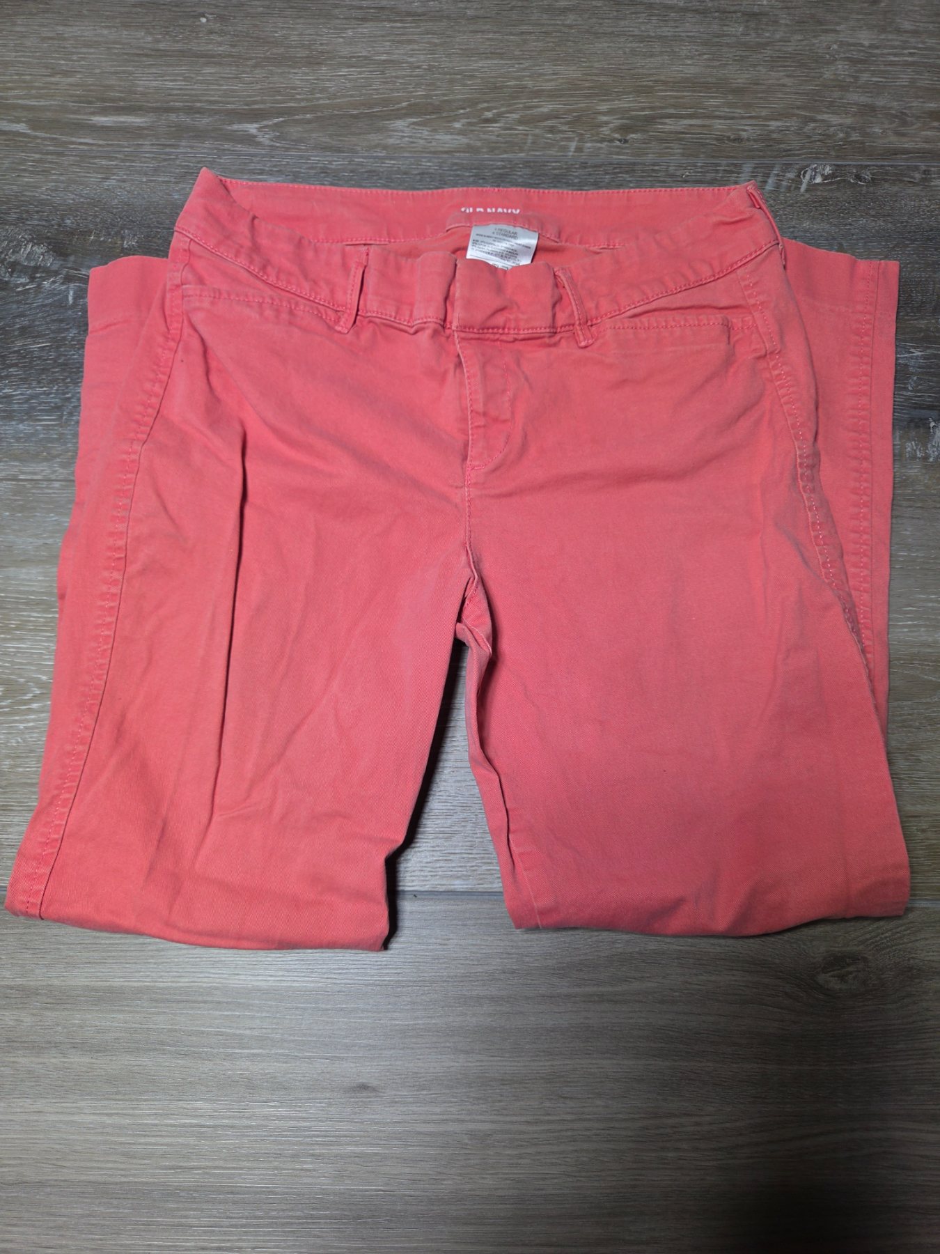 Old Navy Chino Pants Women's 4 Regular Coral Pink Stretch Straight Leg