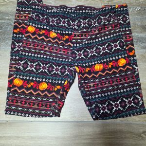Celebrate Halloween Pumpkin Aztec Print Leggings Women's M 8-10 Black