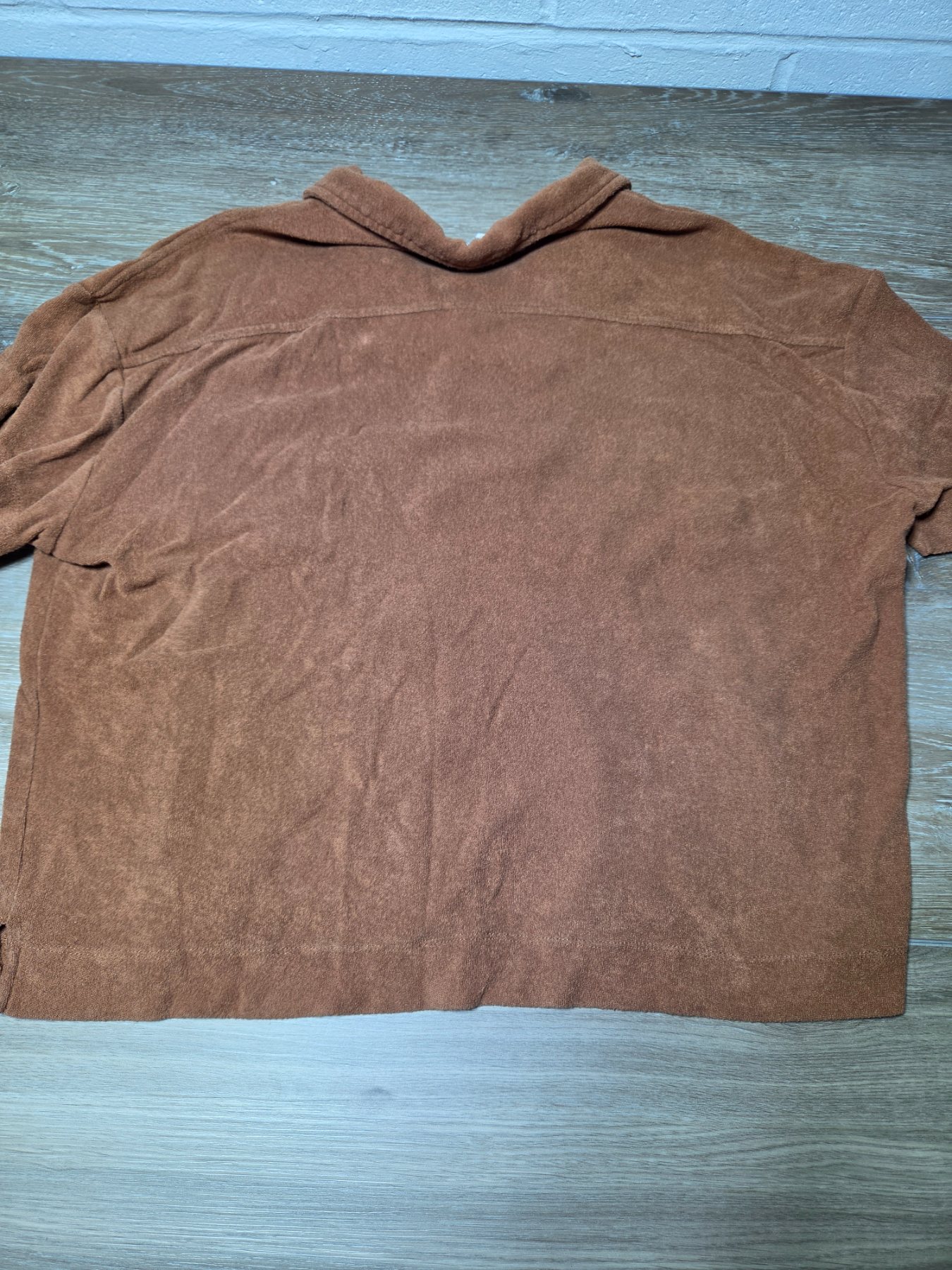 Ascot & Hart Button Up Camp Shirt Women's L Brown Short Sleeve - Image 5