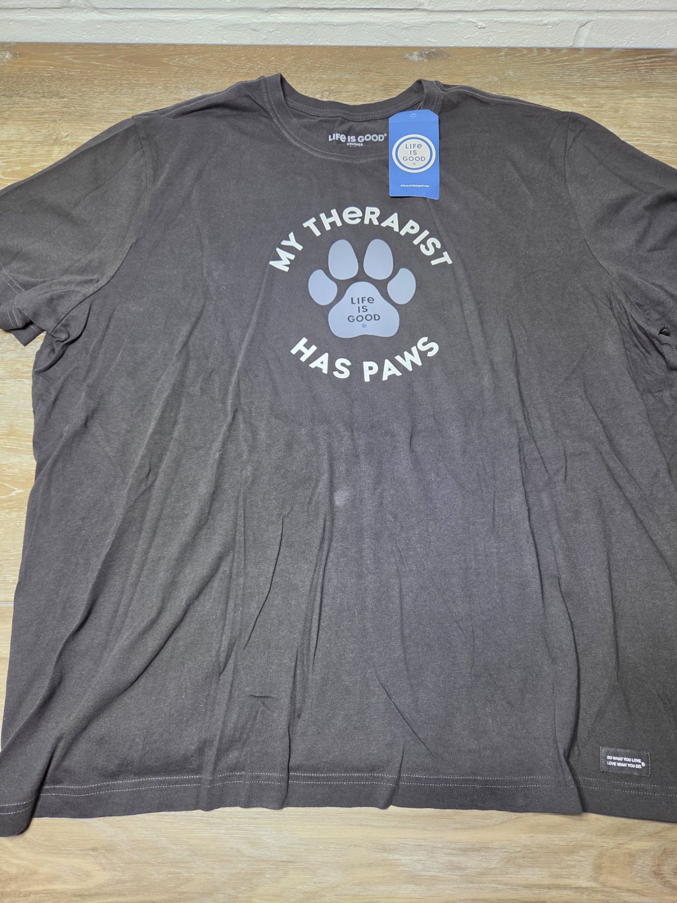 Life is Crusher My Therapist Has Paws Men's 3XL Gray T-Shirt