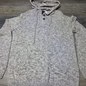 Urban Pipeline Knit Hoodie Sweater Mens XL Tan 3 Button Pullover