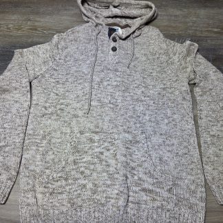 Urban Pipeline Knit Hoodie Sweater Mens XL Tan 3 Button Pullover