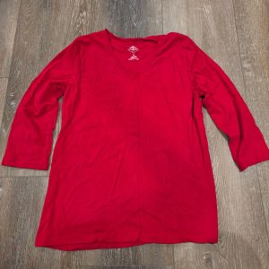 St. John's Bay V-Neck 3/4 Sleeve Women's Medium Red Cotton T-Shirt